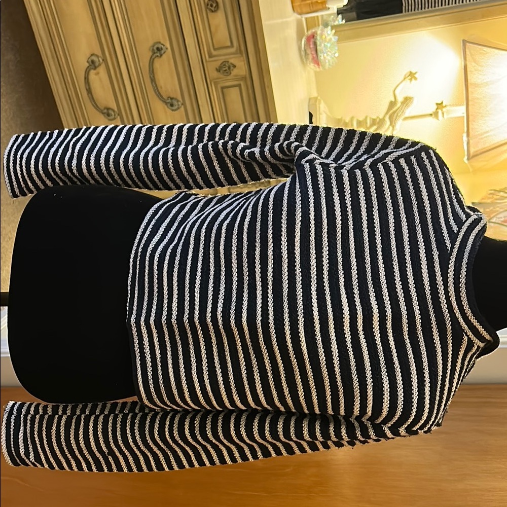 NATIVE YOUTH Navy and Cream Striped Sweater- lightweight-